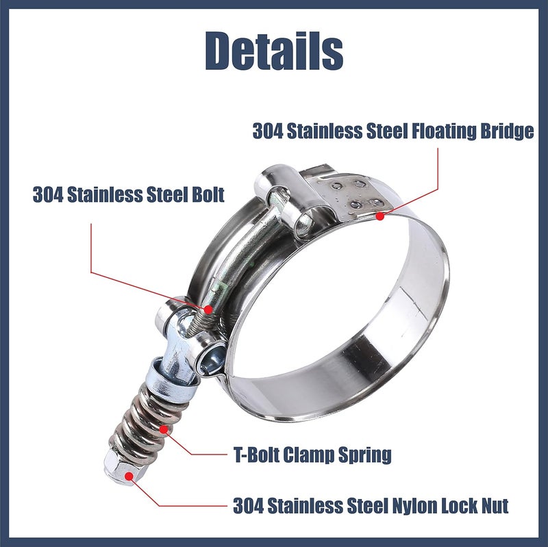 BATONECO 10Pcs T-Bolt Clamps Turbo Intake Intercooler Hose Clamp Spring Loaded Stainless Steel 77-85mm(3.03"-3.35") - Image 3